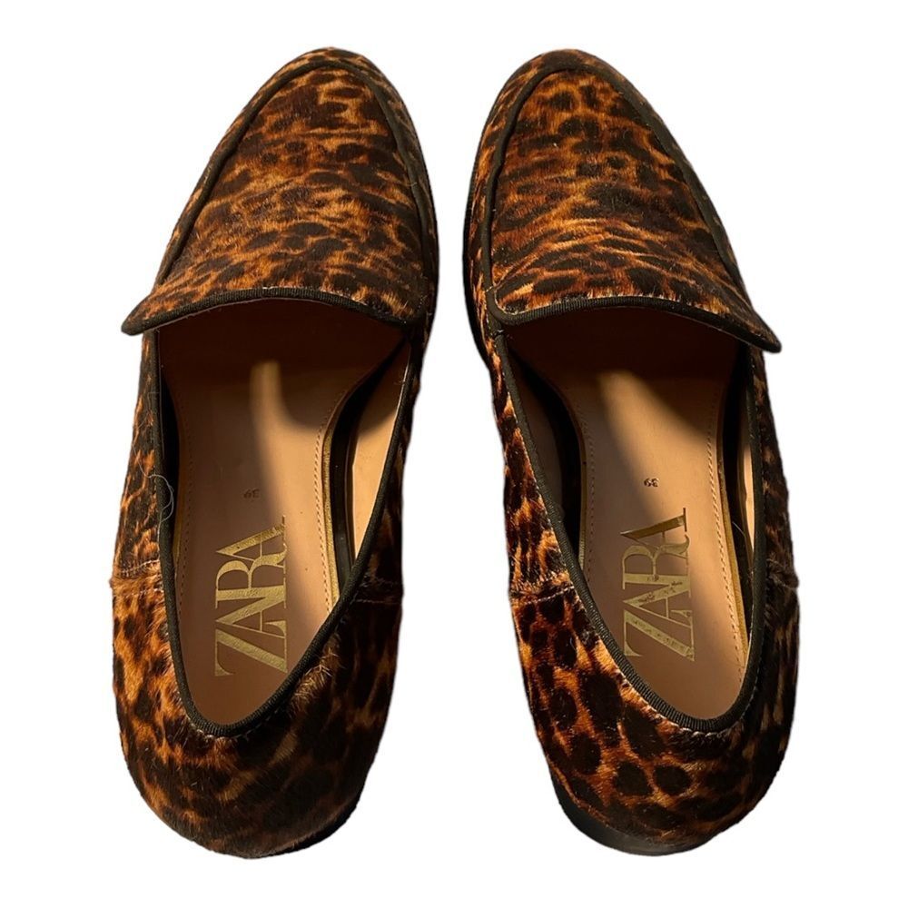Zara Women’s Cow Furskin Leopard Print Loafers shoes Size 39 - Picture 4 of 13